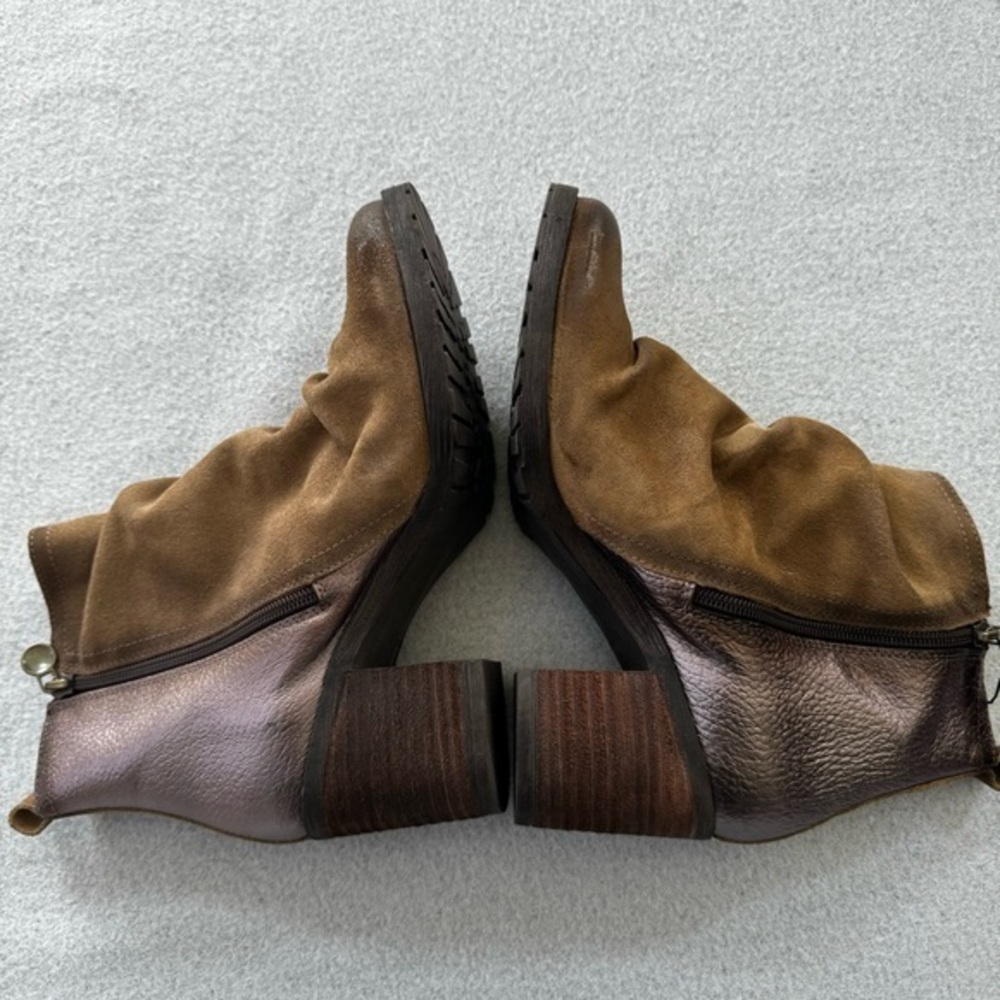 WANDA‎ PANDA EDITA lug sole side zip leather metallic  bootie Made in Spain - Picture 2 of 13